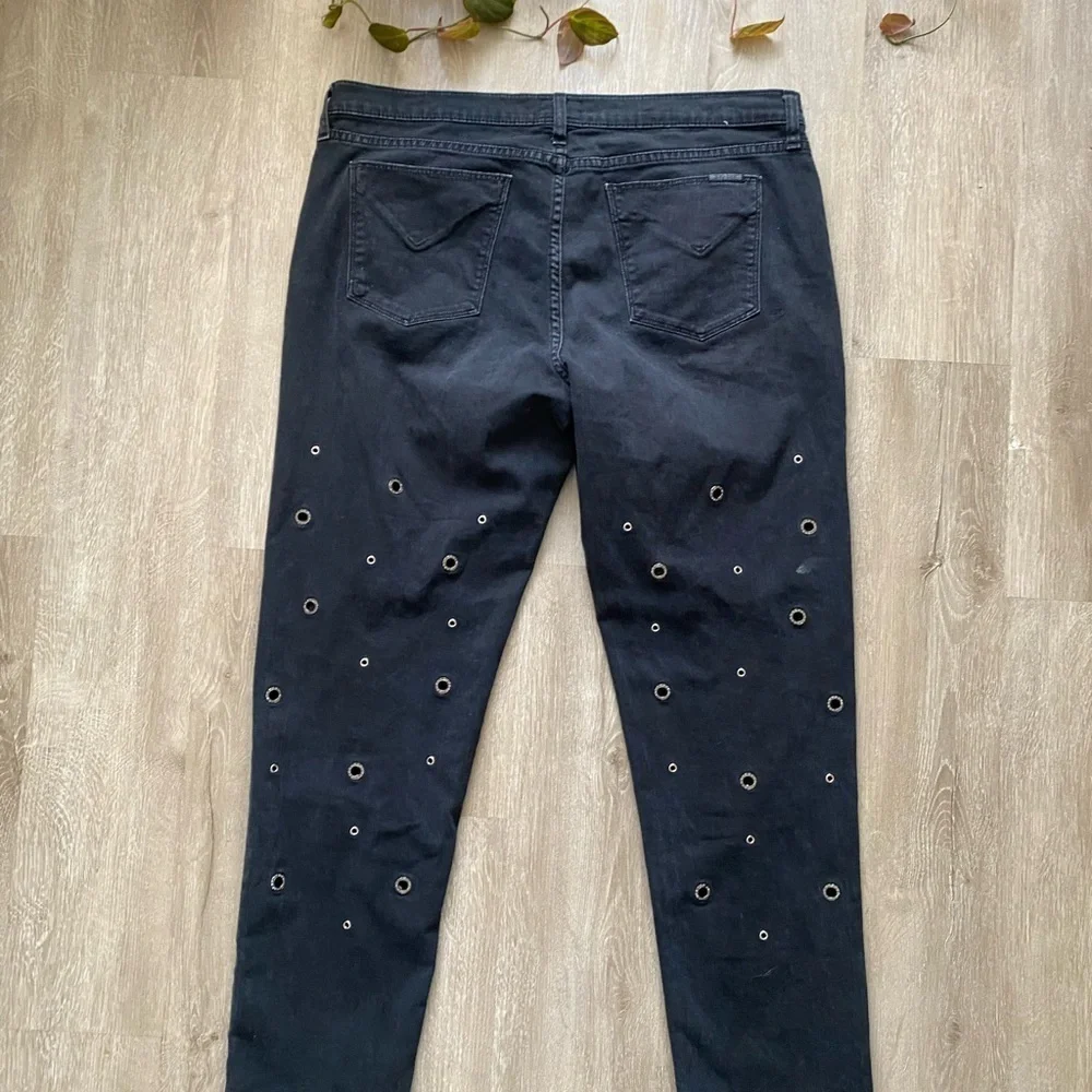 Hudson RILEY Crop Grommet Rhinestone Jeans BLACK